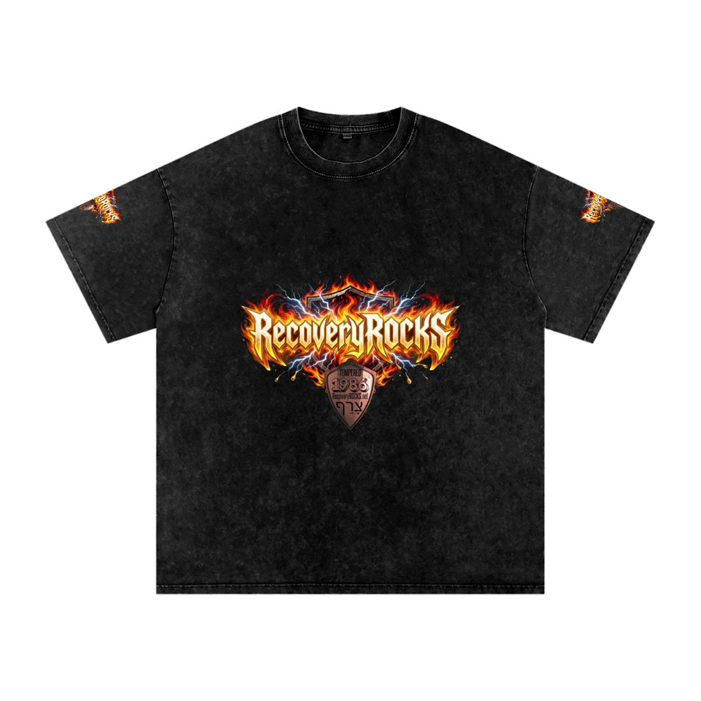 RecoveryROCKS Snow Washed Oversized Cotton T-Shirt