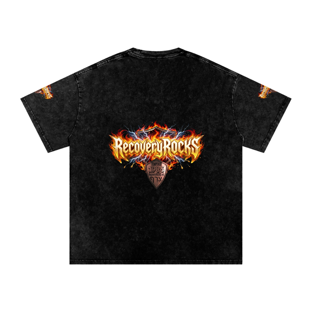 RecoveryROCKS Snow Washed Oversized Cotton T-Shirt